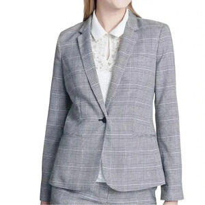 Calvin Klein Women's One Button Jacket Plaid Blazer Size 12
